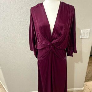 Burgundy Zara “Knotted Satin Dress” [Sz. L]